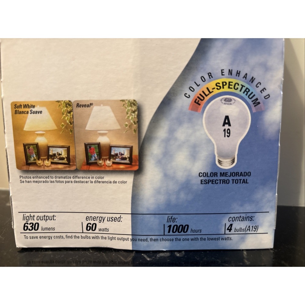 GE Reveal 60 Watt Light Bulbs 3 Packs -12Bulbs New In Box - Picture 4 of 6